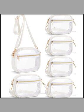 Clear TPU Crossbody Bags Stadium Approved Zipper Adjustable Strap 6 Pack